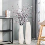 24" White Ceramic Tall Floor Vase for Decor