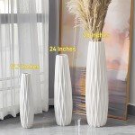 24" White Ceramic Tall Floor Vase for Decor