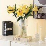 YANWE1 Ribbed Glass Vase, Clear Glass Vase, Flower Vase for Centerpieces, Tall Vase, Large Glass Vase, Modern Vase for Living Room, Dining Table, Entryway, Mantle, Shelf, Wedding, Office, 11.5 Inches