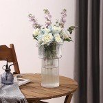 YANWE1 Ribbed Glass Vase, Clear Glass Vase, Flower Vase for Centerpieces, Tall Vase, Large Glass Vase, Modern Vase for Living Room, Dining Table, Entryway, Mantle, Shelf, Wedding, Office, 11.5 Inches