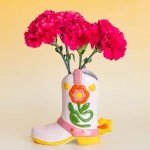 Colorful Cowboy Boot Vase for Flowers or Pens
