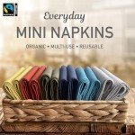 Indi by Kishu Baby - GOTS Certified 100% Organic Cotton Washable Mini Cloth Napkin Sets - Set of 12 Fairtrade Soft Muslin Napkins for All Occasions (Rust)