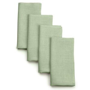 D'Moksha Homes Linen Cloth Napkins, 18 x 18 Inch Sage Green, Set of 4, 100% Pure Linen Napkins, Hemmed Dinner Napkins Cloth Washable, Table Napkins