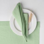 D'Moksha Homes Linen Cloth Napkins, 18 x 18 Inch Sage Green, Set of 4, 100% Pure Linen Napkins, Hemmed Dinner Napkins Cloth Washable, Table Napkins