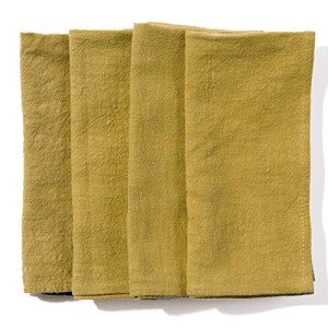 Caldo Linen Dinner Napkins - Rustic- Soft and Durable Cloth- Washable and Reusable - 4 Pack - 20x20 inch (Mustard)