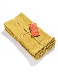 Caldo Linen Dinner Napkins - Rustic- Soft and Durable Cloth- Washable and Reusable - 4 Pack - 20x20 inch (Mustard)