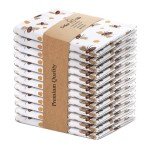 Urban Villa Dinner Napkins Honey Bee Print Cloth Napkins Set of 12 Premium Quality Dinner Napkins 100% Cotton Oversized 20X20 in Cloth Napkins with Mitered Corners Ultra Soft Quality Dinner Napkins