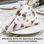 Urban Villa Dinner Napkins Honey Bee Print Cloth Napkins Set of 12 Premium Quality Dinner Napkins 100% Cotton Oversized 20X20 in Cloth Napkins with Mitered Corners Ultra Soft Quality Dinner Napkins