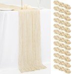 10Ft Ivory Cheesecloth Table Runner - 12 Pack