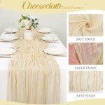 10Ft Ivory Cheesecloth Table Runner - 12 Pack