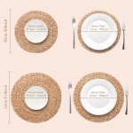Set of 6 Round Woven Natural Placemats