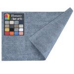 Homaxy Faux Leather Heat Resistant Placemats for Dining Table Set of 6, Waterproof Wipeable Washable PU Table Mats, Easy to Clean Anti-Slip Place Mats, 11.8" x 17", Blue