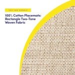 Sweet Home Collection 100% Cotton Placemats for Dining Room Rectangle Two Tone Woven Fabric 13" x 19" Soft Durable Table Mat Set, Set of 6, Eggshell