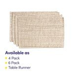 Sweet Home Collection 100% Cotton Placemats for Dining Room Rectangle Two Tone Woven Fabric 13" x 19" Soft Durable Table Mat Set, Set of 6, Eggshell