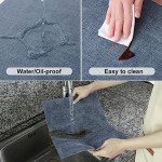 Homaxy Faux Leather Heat Resistant Placemats for Dining Table Set of 6, Waterproof Wipeable Washable PU Table Mats, Easy to Clean Anti-Slip Place Mats, 11.8" x 17", Blue