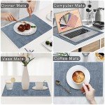 Homaxy Faux Leather Heat Resistant Placemats for Dining Table Set of 6, Waterproof Wipeable Washable PU Table Mats, Easy to Clean Anti-Slip Place Mats, 11.8" x 17", Blue