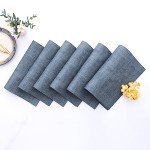 Homaxy Faux Leather Heat Resistant Placemats for Dining Table Set of 6, Waterproof Wipeable Washable PU Table Mats, Easy to Clean Anti-Slip Place Mats, 11.8" x 17", Blue