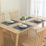 Homaxy Faux Leather Heat Resistant Placemats for Dining Table Set of 6, Waterproof Wipeable Washable PU Table Mats, Easy to Clean Anti-Slip Place Mats, 11.8" x 17", Blue