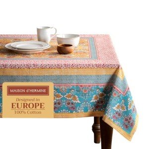 Maison d' Hermine Table Cloth 100% Cotton 60"x90" Decorative Tablecover Washable Rectangle Tablecloths for Gifts, Dining, Buffet Parties & Wedding Use, Marquise - Spring/Summer