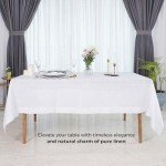 D'Moksha Tablecloth White 60 x 120 Inch for Rectangle Tables, Pure Linen Hemstitch Tablecloths 120 inches Long for Summer, Wedding, Party, Outdoor, Machine Washable