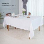 D'Moksha Tablecloth White 60 x 120 Inch for Rectangle Tables, Pure Linen Hemstitch Tablecloths 120 inches Long for Summer, Wedding, Party, Outdoor, Machine Washable