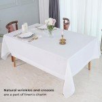 D'Moksha Tablecloth White 60 x 120 Inch for Rectangle Tables, Pure Linen Hemstitch Tablecloths 120 inches Long for Summer, Wedding, Party, Outdoor, Machine Washable