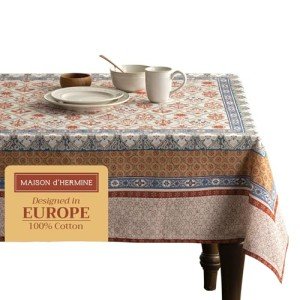 Maison d' Hermine Tablecloths 100% Cotton 60"x120" Decorative Rectangle Tablecloth Washable Table Cover, Holiday Dinner, Wedding & Dining, Romane - Thanksgiving/Christmas