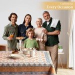 Maison d' Hermine Tablecloths 100% Cotton 60"x120" Decorative Rectangle Tablecloth Washable Table Cover, Holiday Dinner, Wedding & Dining, Romane - Thanksgiving/Christmas