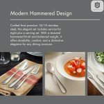 DANIALLI 60 Piece Silverware Set For 12, 18 10 Stainless Steel Silverware Set, Modern Fidenza Hammered Flatware Set, Knife/Fork/Spoon & Long Teaspoon/Salad Fork Mirror-Polished Dishwasher Safe Cutlery