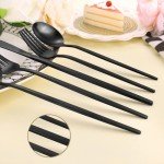 Matte Black Silverware Set for 8, LAZAHOME Stainless Steel Flatware Cutlery Set, 40-Piece Kitchen Utensil Set Include Spoons And Forks Set, Satin Polished Finished, Dishwasher Safe.