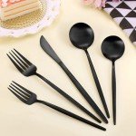 Matte Black Silverware Set for 8, LAZAHOME Stainless Steel Flatware Cutlery Set, 40-Piece Kitchen Utensil Set Include Spoons And Forks Set, Satin Polished Finished, Dishwasher Safe.
