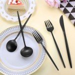 Matte Black Silverware Set for 8, LAZAHOME Stainless Steel Flatware Cutlery Set, 40-Piece Kitchen Utensil Set Include Spoons And Forks Set, Satin Polished Finished, Dishwasher Safe.