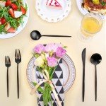 Matte Black Silverware Set for 8, LAZAHOME Stainless Steel Flatware Cutlery Set, 40-Piece Kitchen Utensil Set Include Spoons And Forks Set, Satin Polished Finished, Dishwasher Safe.