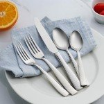 Hudson Essentials 40-Piece Hammered 18/10 Stainless Steel Silverware Cutlery Set, Utensil Flatware Service for 8 (40-Piece Set)