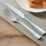 Hudson Essentials 40-Piece Hammered 18/10 Stainless Steel Silverware Cutlery Set, Utensil Flatware Service for 8 (40-Piece Set)