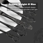 Runfly Gorgeous Retro Royal Black Stainless Steel 20 Pieces Flatware Set, Black Silverware Set, Anti-rust Stainless Steel dark Cutlery Set Utensils Including Fork Spoon and Knife