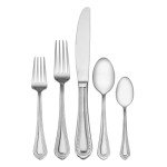 Mikasa Regent Bead 65 Piece Silverware Set, 18.10 Polished Mirror Stainless Steel, Service for 12 with Serving Set
