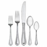 Mikasa Regent Bead 65 Piece Silverware Set, 18.10 Polished Mirror Stainless Steel, Service for 12 with Serving Set