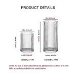 INSETLAN Glass Cups Vintage Glassware Set of 4 Large, Origami Style Transparent Cocktail Glasses Set, Bar Beverages Ice Coffee Cup Juice Ripple Drinkware, 450ml (L)