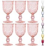 Set of 6 Vintage Pink Wine Glasses