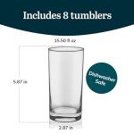 Libbey Heavy Base Tumbler Glasses, 15.5-ounce, Set of 8