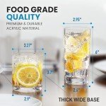 Zulay Plastic Tumblers Drinking Glasses Set of 8 Clear - 4 Each: 12oz and 16oz Acrylic Cups For Kitchen - Unbreakable, Dishwasher Safe Plastic Glasses Set