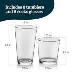Libbey Flare 16-Piece Tumbler and Rocks Glass Set