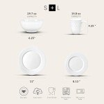 Stone lain Bone China Basket Weave Embossed Round 32 Piece Dinnerware Set, White