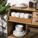 Stone lain Bone China Basket Weave Embossed Round 32 Piece Dinnerware Set, White