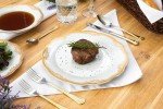 Royalty Porcelain 20 pc Dinnerware Set with Gold Floral Ornament, Bone China, gold, white