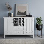 SIMPLIHOME Bedford SOLID WOOD 54 inch Wide Rustic Sideboard Buffet and Winerack in White with Storage, 2 drawers and 2 shelves, for the Living Room, Rustic