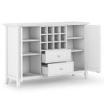 SIMPLIHOME Bedford SOLID WOOD 54 inch Wide Rustic Sideboard Buffet and Winerack in White with Storage, 2 drawers and 2 shelves, for the Living Room, Rustic