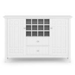 SIMPLIHOME Bedford SOLID WOOD 54 inch Wide Rustic Sideboard Buffet and Winerack in White with Storage, 2 drawers and 2 shelves, for the Living Room, Rustic