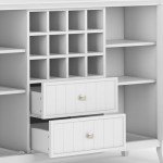 SIMPLIHOME Bedford SOLID WOOD 54 inch Wide Rustic Sideboard Buffet and Winerack in White with Storage, 2 drawers and 2 shelves, for the Living Room, Rustic